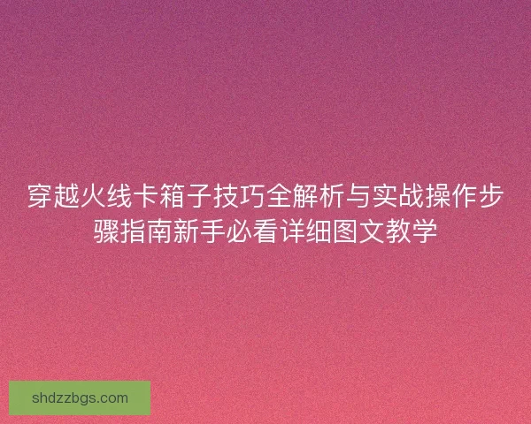 穿越火线卡箱子技巧全解析与实战操作步骤指南新手必看详细图文教学